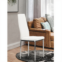 Chaise de salle à manger en cuir synthétique pour la maison, restaurant, cuisine, avec pieds en métal, dossier haut, vente en gros