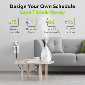 สวิตช์ตั้งเวลา<span class=keywords><strong>ถอยหลัง</strong></span> ตัวตั้งเวลาแบบหมุนพลาสติก พร้อมจอแสดงผล LED และเต้ารับคู่สำหรับปั๊มน้ำ - Product Image 5