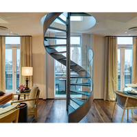Escalier en colimaçon intérieur de luxe, escalier en colimaçon préfabriqué haut de gamme, escalier circulaire en bois de chêne pour loft
