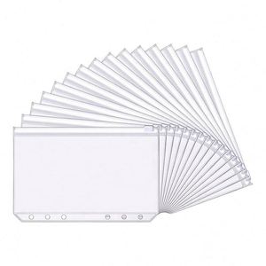 Pochettes A6 pour classeur 6 trous, enveloppes budgétaires, pochettes transparentes, sacs en PVC imperméables, pochettes zippées pour feuilles mobiles, écologiques - Product Image 1