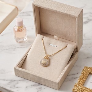 yunnique Women's Lotus Pendant Necklace Stainless Steel Zirconia Pave Setting 18K Gold Silver Color Clavicle <b>Chain</b> Jewelry Gift - Product Image 2