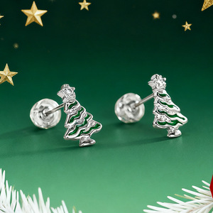 Orecchini a perno a forma di albero di Natale da donna, design piccolo, accessori per l'orecchio per uso quotidiano - Product Image 6