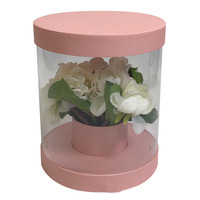 Boîte à fleurs ronde coréenne, seau pour arrangement floral, boîte en papier avec fenêtre transparente en PVC, boîte à fleurs cadeau