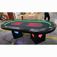 YH Texas Poker Table Casino Jeux Table de jeu de poker en bois personnalisée avec lumière LED