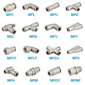 4 6 8 10 12 14 16 mm Pipe Fitting Connector Push in Brass Nickel Stainless Steel Metal Connect Pneumatic Part Air Fitting