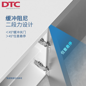 บานพับสแตนเลส DTC S80 304 พร้อมระบบปิดแบบนุ่มนวล หนา 1 มม. ติดตั้งแบบเต็มพื้นผิว ดีไซน์มินิมอลสำหรับบานตู้ - Product Image 2