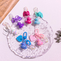 Porte-clés Mini Canard Brillant en Strass, Breloque de Sac en Résine, Pendentif Cœur pour Téléphone, Cadeau Adorable pour Amateurs d'Animaux, Anneau de Clés Canard