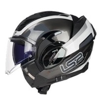 Casco Modular para Motocicleta LS2 FF900, Diseño Gráfico Blanco y Negro, con Correa de Mentón de Liberación Rápida y Sistema de Ventilación