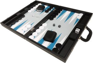 <span class=keywords><strong>Backgammon</strong></span> nhựa 19 inch đặt kích thước lớn màu đen với các điểm màu trắng và xanh dương cho các trò chơi trên bàn và bàn cờ - Product Image 3