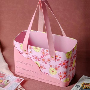 Wish All Best Boîte à bonbons de mariage gaufré en carton Cadeau d'affaires écologique recyclable Grande capacité Boîte ovale Poignée Tulipe - Product Image 2