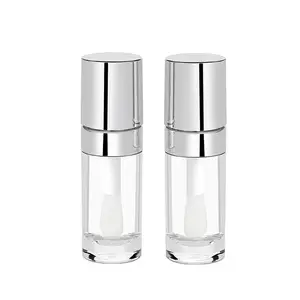 Neue 10ml große Lippen pinsel Stab Lip gloss Tube Silber Lippen öl Glasur Flasche benutzer definierte Logo