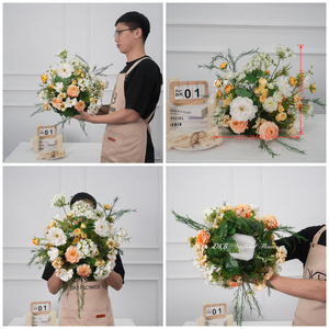 Boule de fleurs artificielles blanches et <span class=keywords><strong>champagne</strong></span>, centre de table 30 cm, petite et simple, décoration de table de mariage, fausse fleur - Product Image 3
