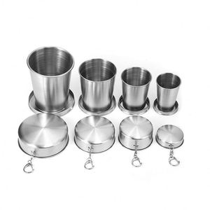 Gobelets pliables télescopiques en acier inoxydable personnalisés pour le camping, vente en gros - Product Image 1