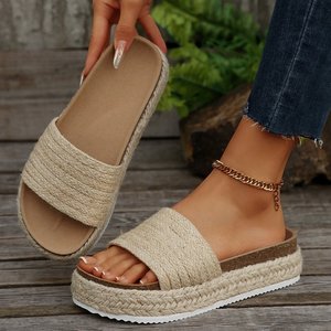 <span class=keywords><strong>Sandali</strong></span> bassi estivi da donna <span class=keywords><strong>con</strong></span> plateau in <span class=keywords><strong>corda</strong></span> di canapa pantofole alla moda <span class=keywords><strong>con</strong></span> suola spessa - Product Image 4