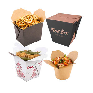 Boîte à emporter de nouilles de restaurant noires pour sushis à emporter Récipient à emporter en papier kraft jetable personnalisé avec poignée - Product Image 2