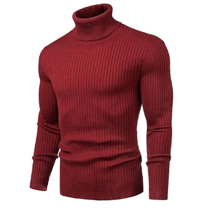 Pull en maille côtelée extensible pour homme, anti-froissement, anti-rétrécissement, vente en gros ODM, couleur unie, nylon/coton, couleur chinée - Product Image 2