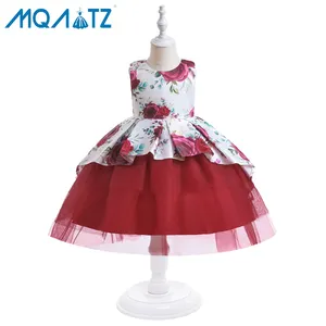 MQATZ优雅的非洲印花花朵连衣裙儿童服装短裙女童休闲连衣裙