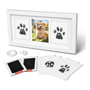 Dog Paw Print Photo <b>Frame</b> Wooden Magnetic Wall Mount Rectangular Horizontal For Living Room Bedroom Study Entryway - Product Image 1