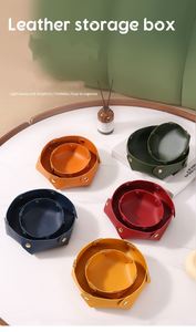 Custom logo Printed Leather Nordic Style Small Detachable Hexagonal Desktop Storage <b>Box</b> Keys Cosmetics Jewelry Household Tray - Product Image 2
