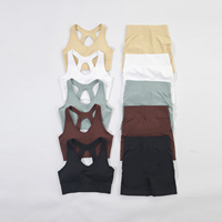 Ensembles de sport sans couture pour le fitness : hauts courts à manches longues ou courtes, débardeurs zippés, leggings de yoga côtelés pour la gym
