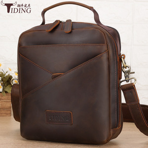 Sac bandoulière pour homme Tiding, cuir véritable brun foncé, durable, décontracté, pour l'extérieur - Product Image 1