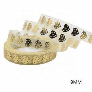 Cinta de Organza para el Día de San Valentín, con el mensaje 'Todo <span class=keywords><strong>mi</strong></span> <span class=keywords><strong>amor</strong></span> solo para ti', 9mm/16mm, Voile Transparente con Corazón Dorado, 100% Poliéster, para Decoración Floral - Product Image 5