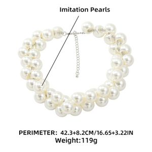 Collar de cadena de perlas grandes para mujer, Gargantilla con babero grande, nueva moda - Product Image 6