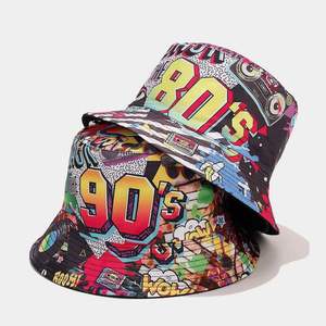 Men's & Women's Retro Bucket <b>Hat</b> Double Sided Reversible Hip Hop Style Wide Brim <b>for</b> Party Fishing Sun & Shade Protection - Product Image 1
