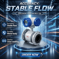 Débitmètre électromagnétique industriel IP65/IP68 4-20 mA, construction intégrale en acier inoxydable, pour liquides (eau/huile)