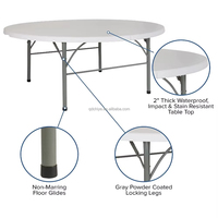 Table ronde pliante en plastique robuste pour événements extérieurs, 180 cm, 10 personnes, pour mariage et banquet