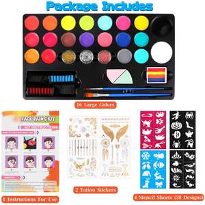 Panwenbo kit per la pittura del viso Non tossico per bambini con 20 colori a base d'acqua, trucco a secco rapido per capelli per pelli sensibili - Product Image 2