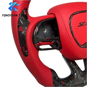 Volant de voiture chauffant en fibre de carbone rouge personnalisé avec LED pour Dodge Charger Challenger SRT 2014-2018 2019 2020 2021 2022 <span class=keywords><strong>2023</strong></span> 2024 - Product Image 4