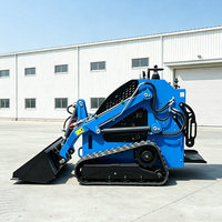 Mini Excavator Diesel Skid Steer Loader dengan Attachment Backhoe dan Thumb, Mini Tracked Skid Steer Loader, Diesel Skid Steer Loader