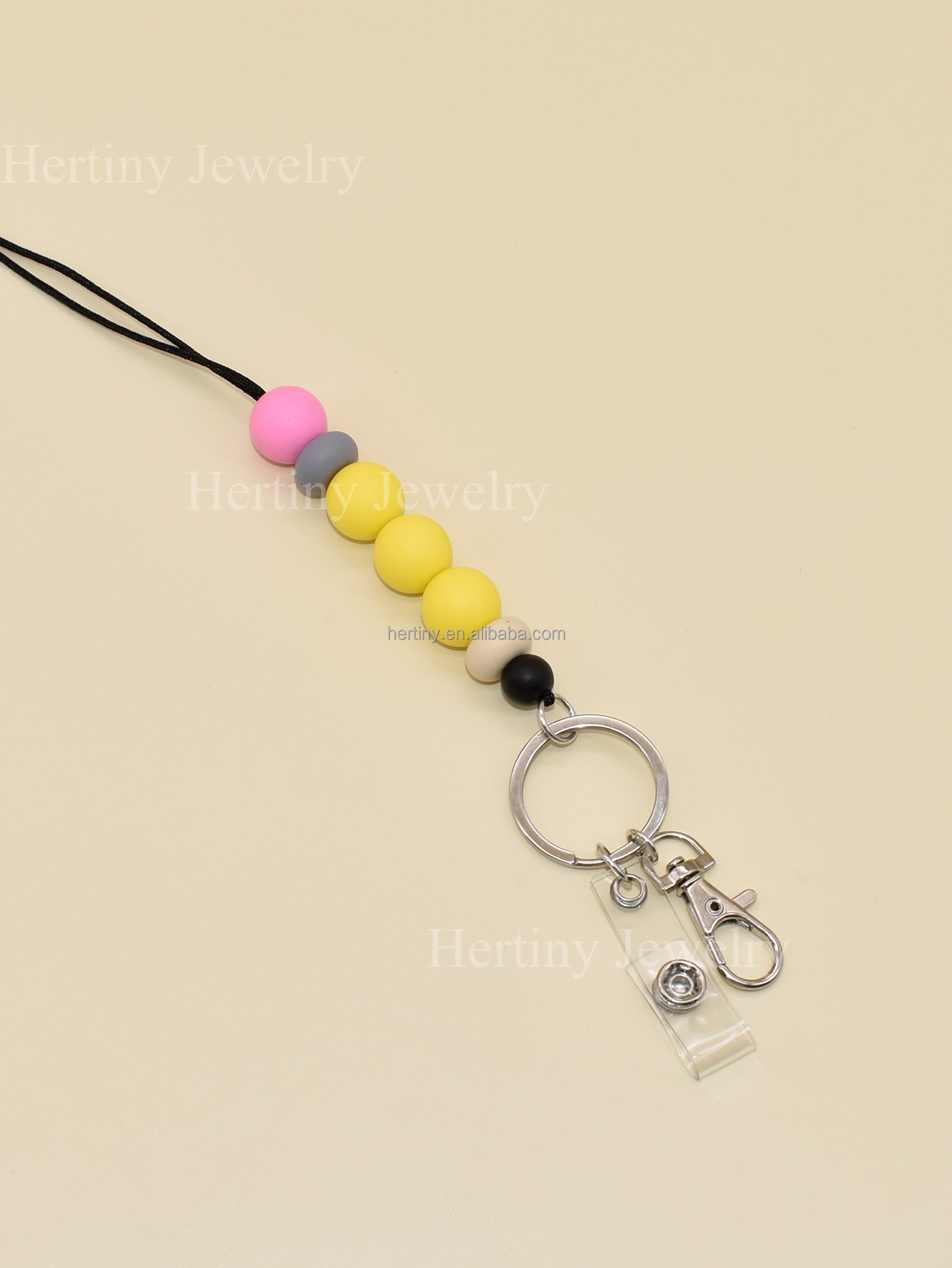 Minimalist Beaded Wooden Teacher Lanyard With Name Custom Lanyard Teacher Gift Lanyard ID Badge Holder for Teacher Image 2