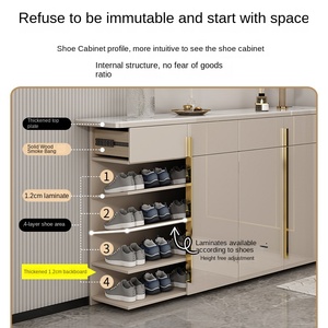 Meuble à chaussures de luxe moderne en bois massif, <span class=keywords><strong>4</strong></span> étagères, pour entrée et salon, capacité 11 paires, non pliable, mobilier de maison - Product Image 3