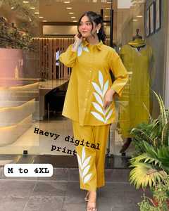 YellowFlower hecho a mano diario Casual Co-Ord Set personalizado seda pura Digital impreso trabajo conjunto de dos piezas para uso diario a granel - Product Image 3