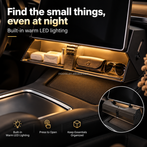 Tesla Model 3 & Model Y <b>Under</b> Screen Hidden Storage Tray with LED <b>Light</b> (2017-2026+) No reviews - Product Image 4