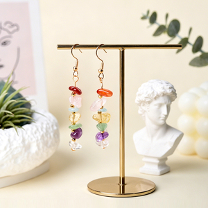 Boucles d'oreilles en améthyste style bohème chic avec cristaux et pampilles pour femme – Vente en gros - Product Image 4