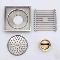 Kit de drain de douche carré invisible en laiton moderne de haute qualité 100 mm avec grille à insérer dans les carreaux pour évier de cuisine et salle de bain