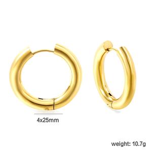 Stylish Jewelry 316L Stainless Steel Wholesale 18K Gold Plated Non Tarnish Simple <b>Fashion</b> Wedding Party <b>Hoop</b> <b>Earrings</b> for Women - Product Image 3