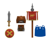 N826-828 Série Médiévale Européenne Ancien Porte-drapeau de la Légion Romaine avec Bouclier à Capot Lion Figurines de Construction Jouet