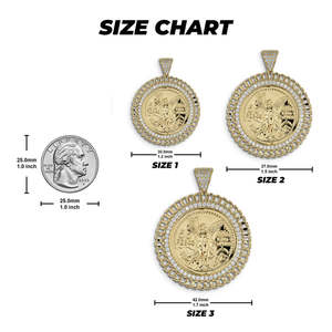 Pendentif religieux pièce de monnaie mexicaine de <span class=keywords><strong>50</strong></span> Peso en laiton plaqué <span class=keywords><strong>or</strong></span> 14K, breloques Hip Hop pour collier et bijoux - Product Image 3