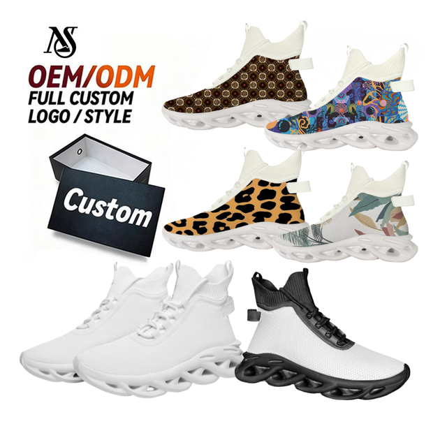 Custom Design Full-Size Luxury High-Quality High-Top Elastic Running Shoes Unisex Shock-Absorbing Sports Casual Running Shoes