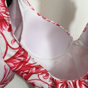 Của phụ nữ cổ điển in Ruffle tay áo Một Mảnh Áo Tắm sàn Chiều dài đàn hồi eo váy tiếp xúc với trở lại 100% cotton cho - Product Image 4