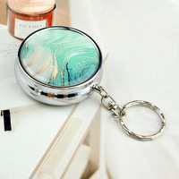 Nouvelle boîte à pilules portable de poche avec miroir intégré, petite boîte en métal, porte-clés avec miroir à l'intérieur