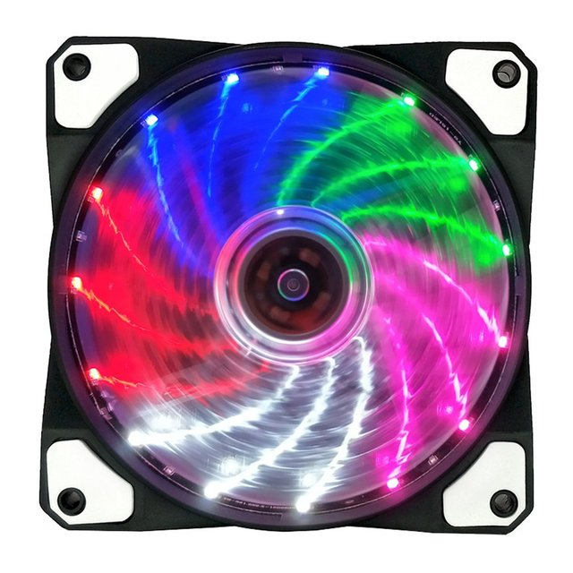 12V 15 LEDs 120mm Computer Heatsink Cooler Dual Connector 3 Pin 4 Pin Plug Copper Motor Quiet Anti Vibration PC Fans Cooler