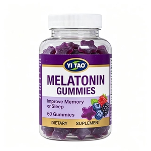 Gummies de mélatonine en marque blanche/OEM/ODM, 60 unités, complément alimentaire pour améliorer la mémoire ou le sommeil, gummies violets en forme d'étoile, faible MOQ 50 - Product Image 1