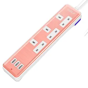 Hot-sale 6 FT Outdoor UK Mains Extension Lead 3 Outlet Surge Protector Smart Power Strip con USB
