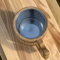 Nouveau Style Vintage médiéval en bois baril Double paroi café bière tasses en acier inoxydable Logo personnalisé tankards en bois