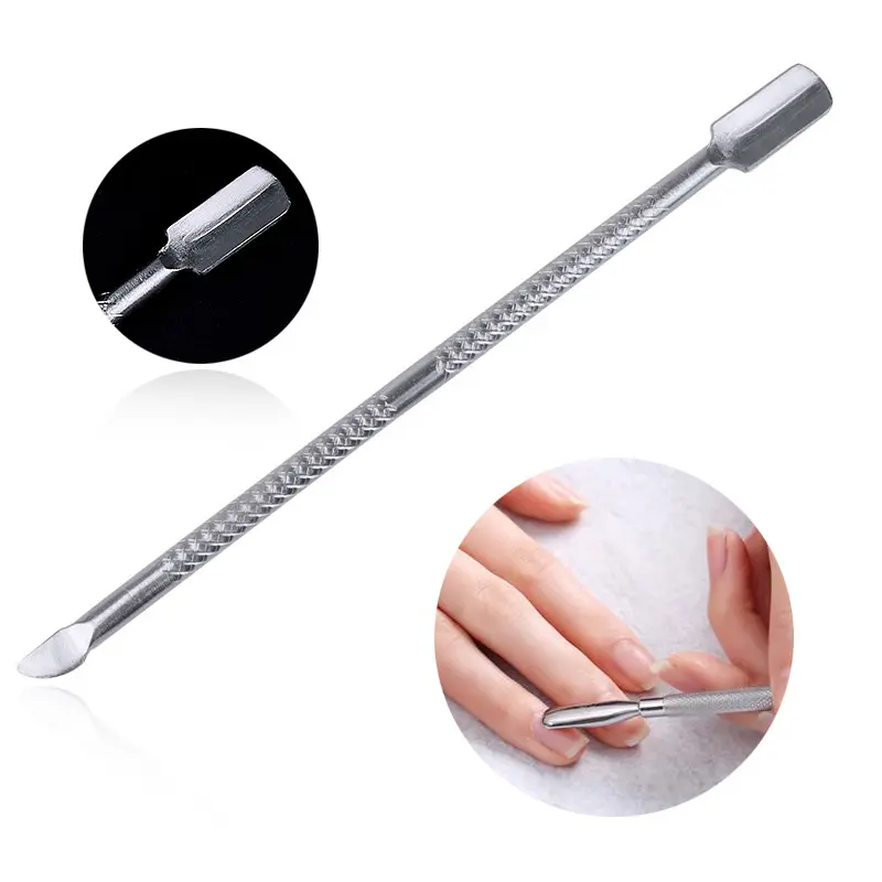 Groothandel Dubbele Hoofd Hoge Kwaliteit Rvs Nail Cuticle Pusher Cuticle Remover Double Ended Metal Rvs Beauty Tools